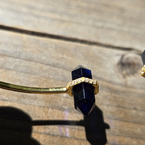 Sapphire points & Topaz sterling & gold bracelet NEW - Picture 9 of 10